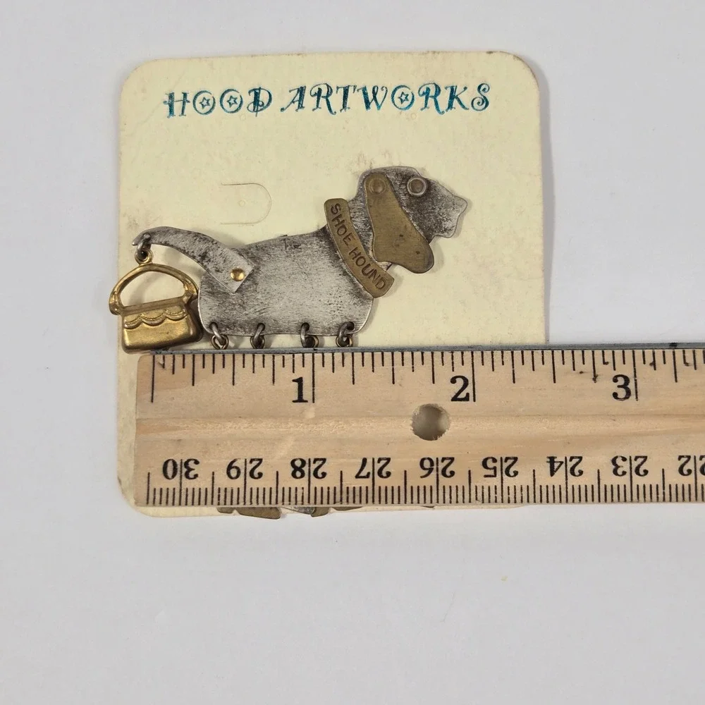 Deanna Hood Shoe Hound Brooch Pin Dangle Charms Dog Jewelry Card Like New